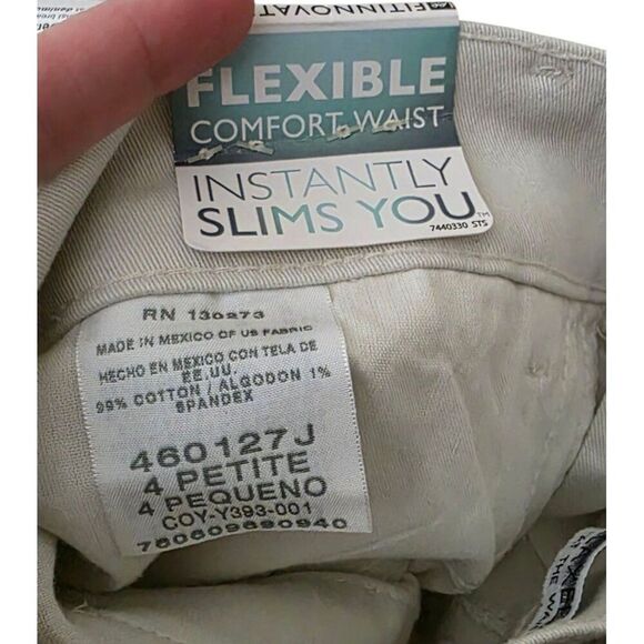 Lee Relaxed Fit Flexible Comfort Slimming Chino Style Pants Women Size 4 P Beige - Picture 7 of 8